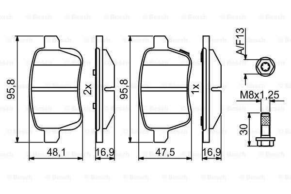 

Комплект тормозных дисковых колодок BOSCH 0 986 494 825