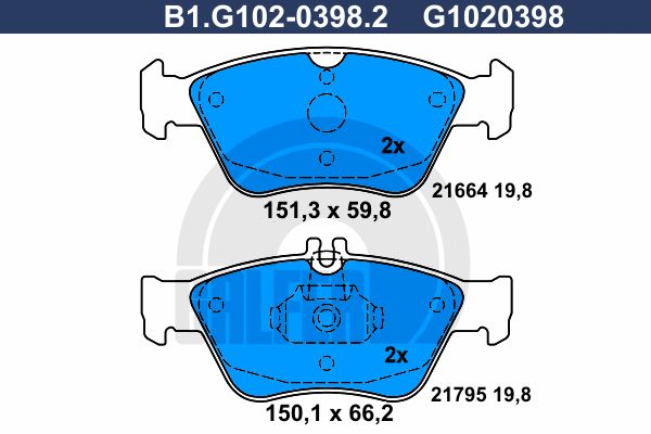 

Тормозные колодки GALFER дисковые B1G10203982