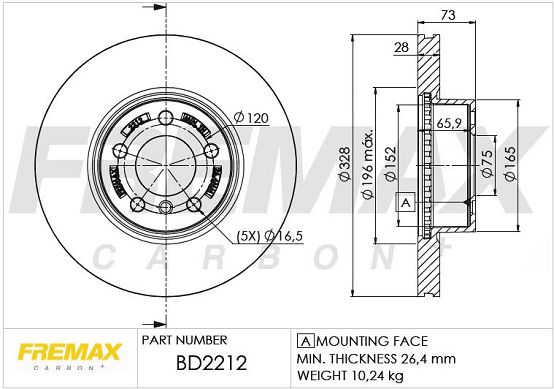 

Тормозной диск FREMAX BD-2212