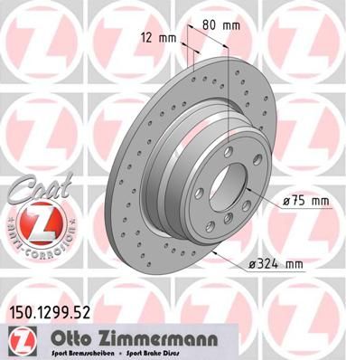 фото Тормозной диск zimmermann 150.1299.52