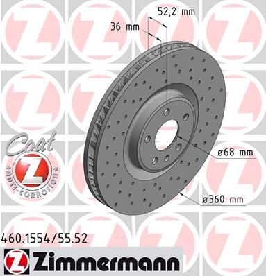 

Тормозной диск ZIMMERMANN 460.1555.52