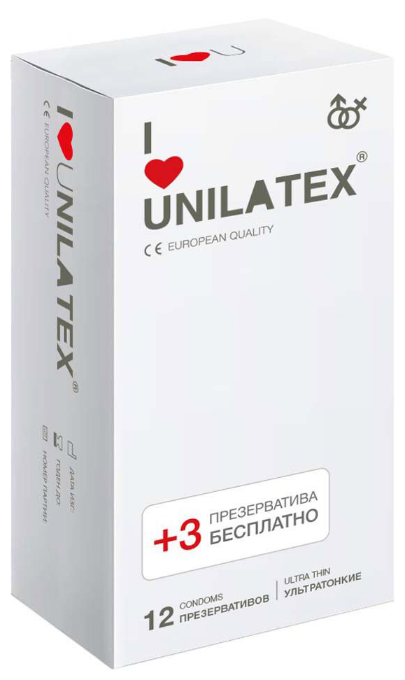 Презервативы Unilatex Ultra Thin 12+3 шт.  - купить со скидкой