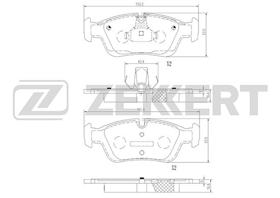 фото Комплект тормозных колодок, дисковый тормоз zekkert bs-1016