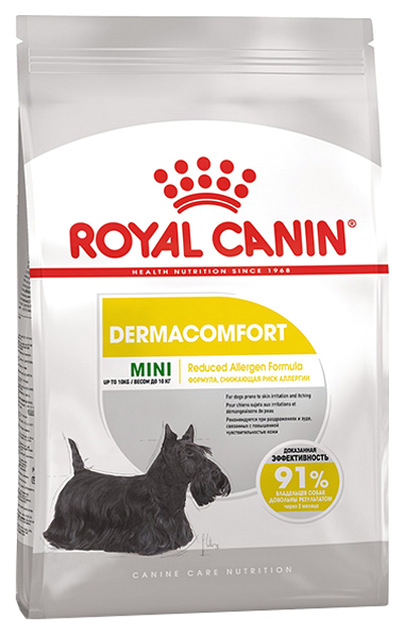 фото Сухой корм для собак royal canin dermacomfort mini adult, мясо, 1кг