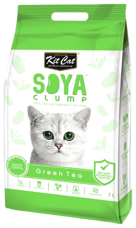 Комкующийся наполнитель туалета для кошек Kit Cat SoyaClump Soybean Litter Green Tea, 14 л