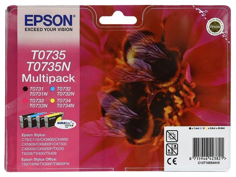 фото Картридж для струйного принтера epson t0735 (c13t10554a10), цветной, оригинал