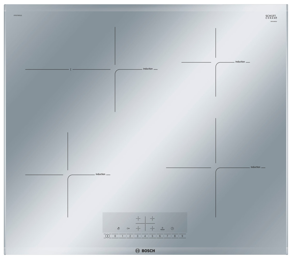 фото Встраиваемая варочная панель индукционная bosch pif679fb1e silver