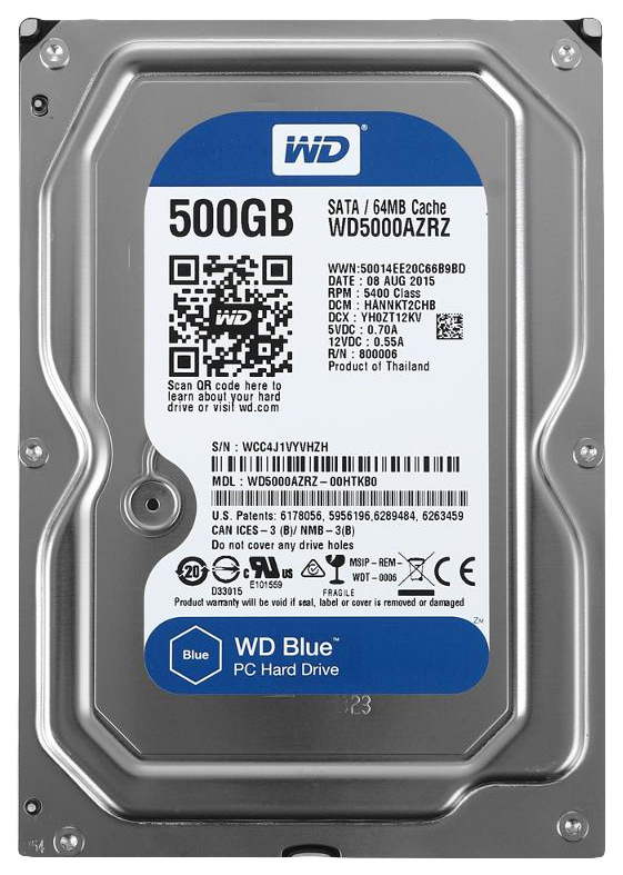 фото Внутренний жесткий диск western digital blue 500gb (wd5000azrz)