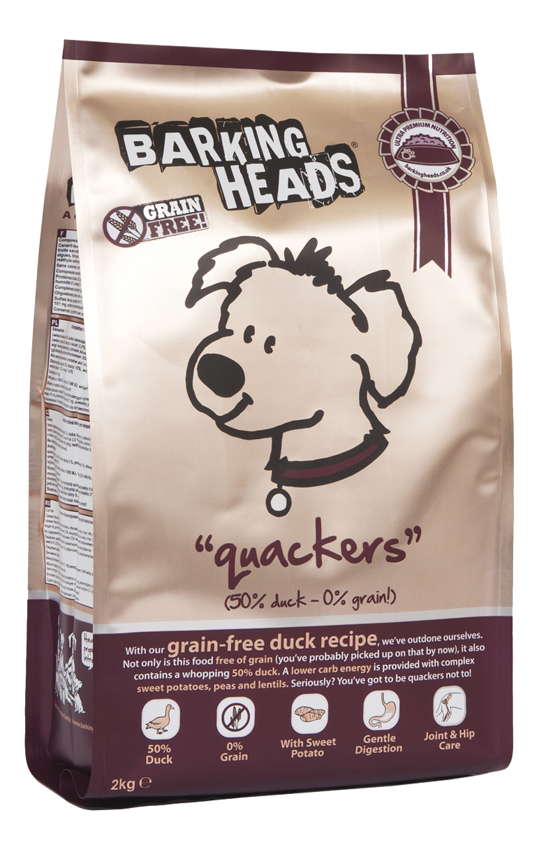 фото Сухой корм для собак barking heads quackers grain free, беззерновой, утка и батат, 12кг