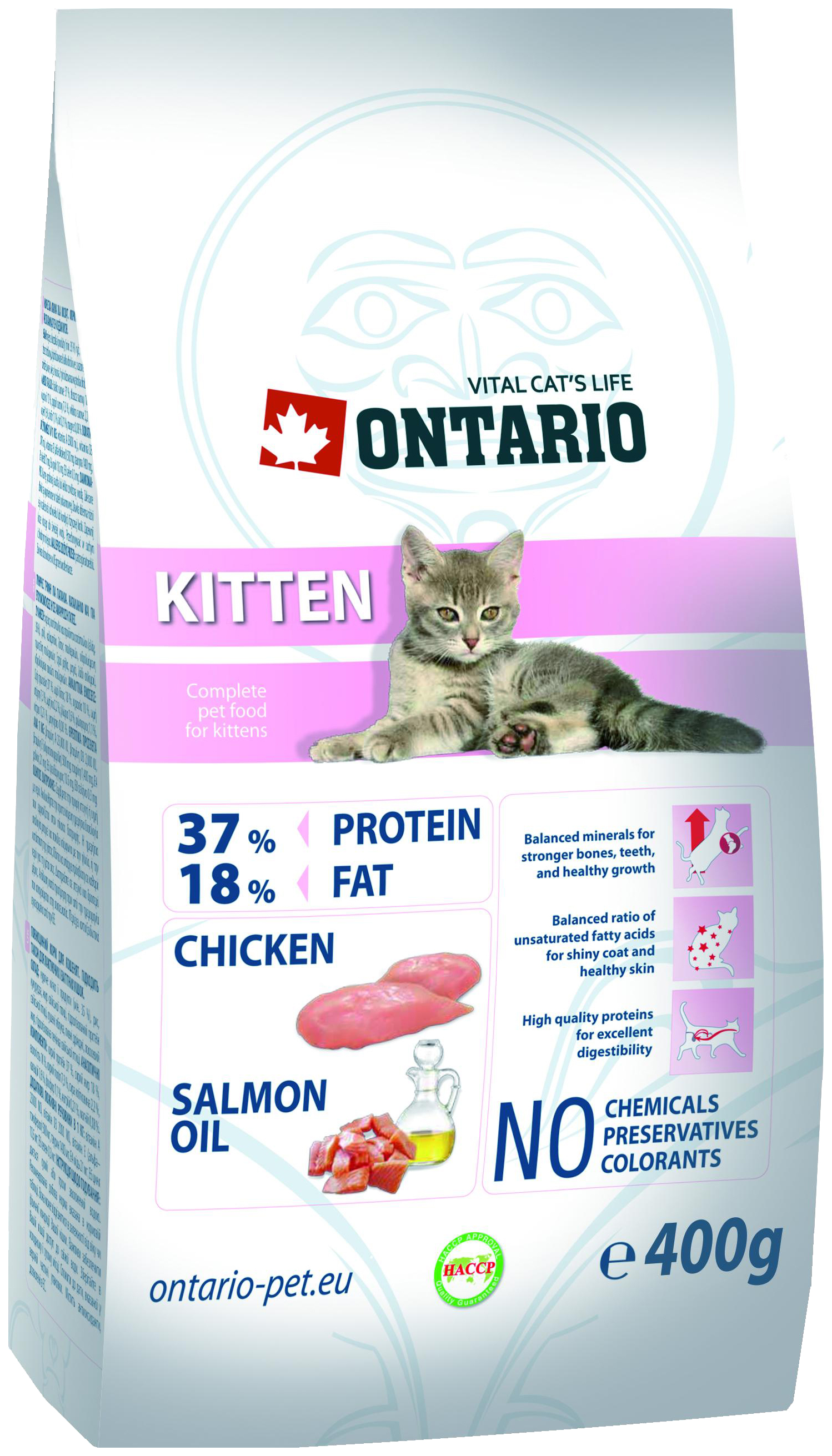 фото Сухой корм для котят ontario kitten, курица, 0,4кг