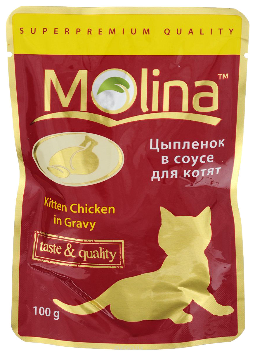 фото Влажный корм для котят molina, с цыпленком в соусе, 24шт по 100г