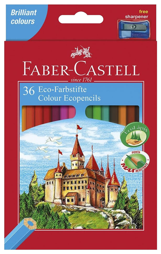 фото Цветные карандаши faber-castell eco замок с точилкой, 36 шт