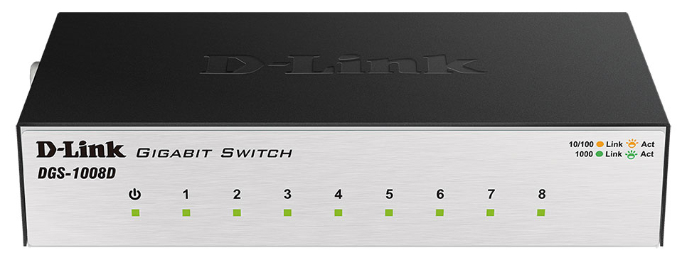 

Коммутатор D-Link DGS-1008D/J3A Black, DGS-1008D