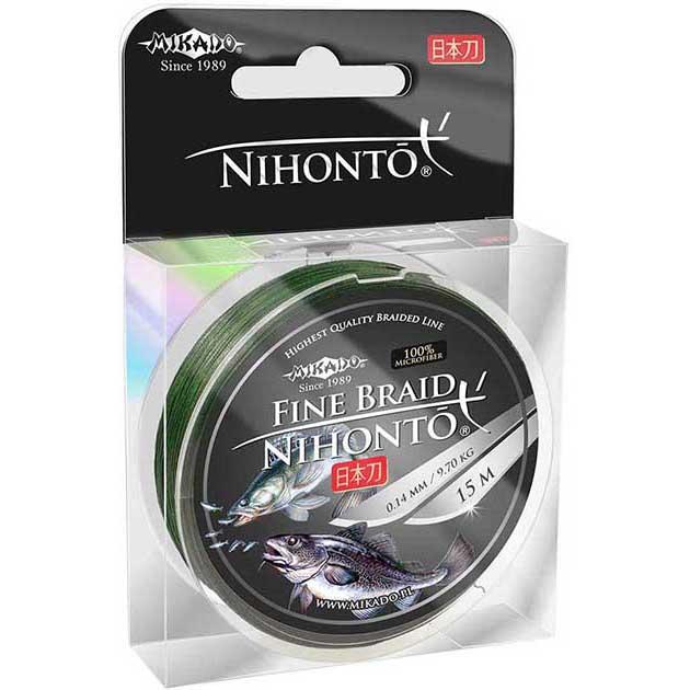 Леска плетеная Mikado Nihonto Fine Braid 0,06 мм, 15 м, 3,25 кг, green