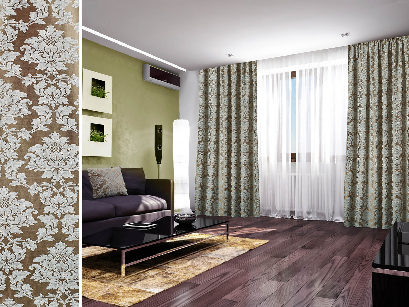 

Штора классическая Primavelle 61471427-745R 140x270 см коричнево-бирюзовая, Rebecca