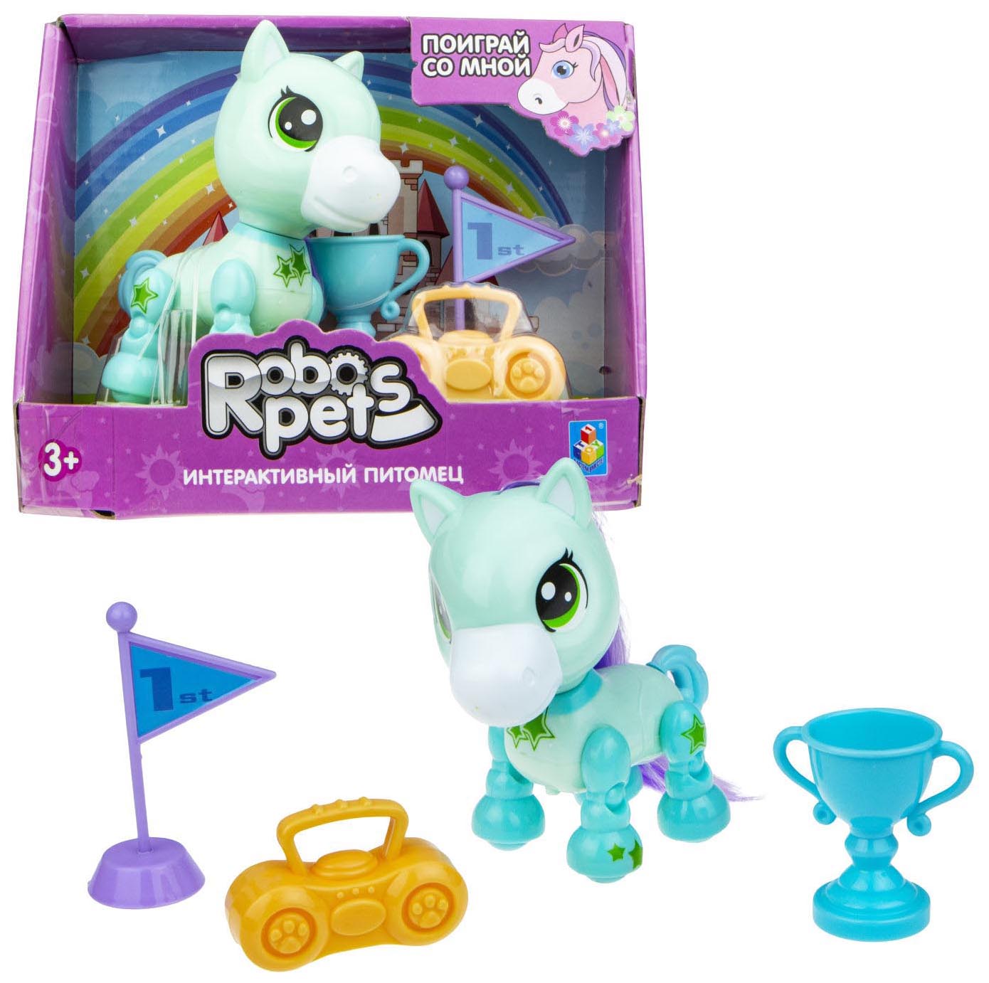 

Интерактивная игрушка 1toy Robo Pets Игривый пони Т16978 мятный, Голубой