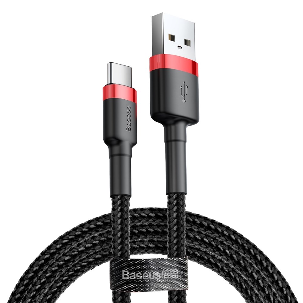 фото Кабель baseus cafule usb - type-c 2а 3м black/red (catklf-u91)