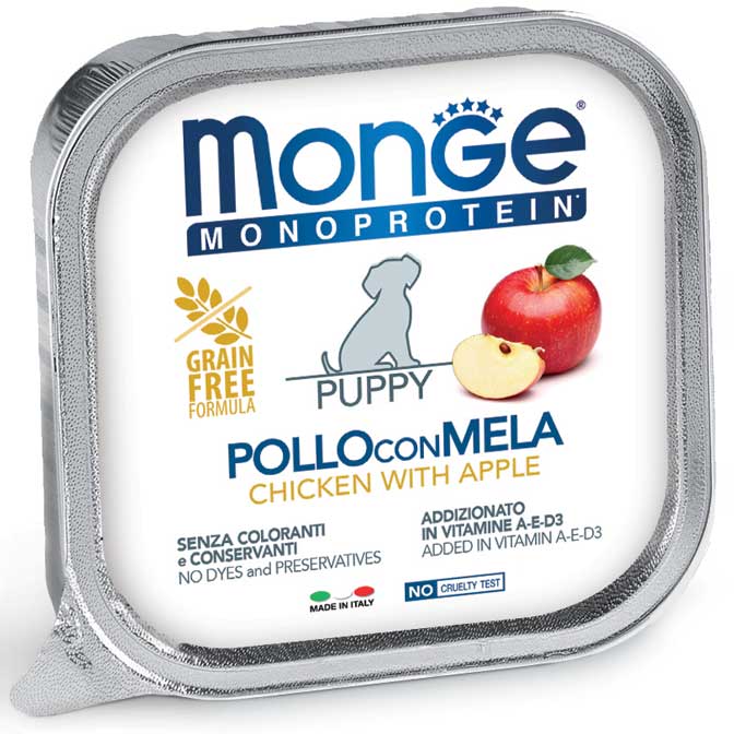 

Консервы для щенков Monge Monoprotein, паштет с курицей и яблоками, 150г, Monoprotein