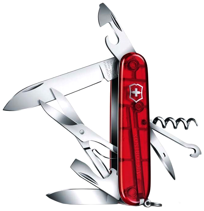 Мультитул Victorinox Climber, красный/прозрачный, 14 опций