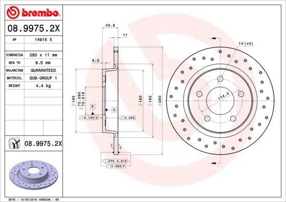 фото Тормозной диск brembo 08.9975.2x