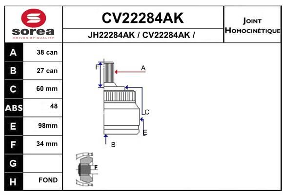 

Шрус EAI CV22284AK