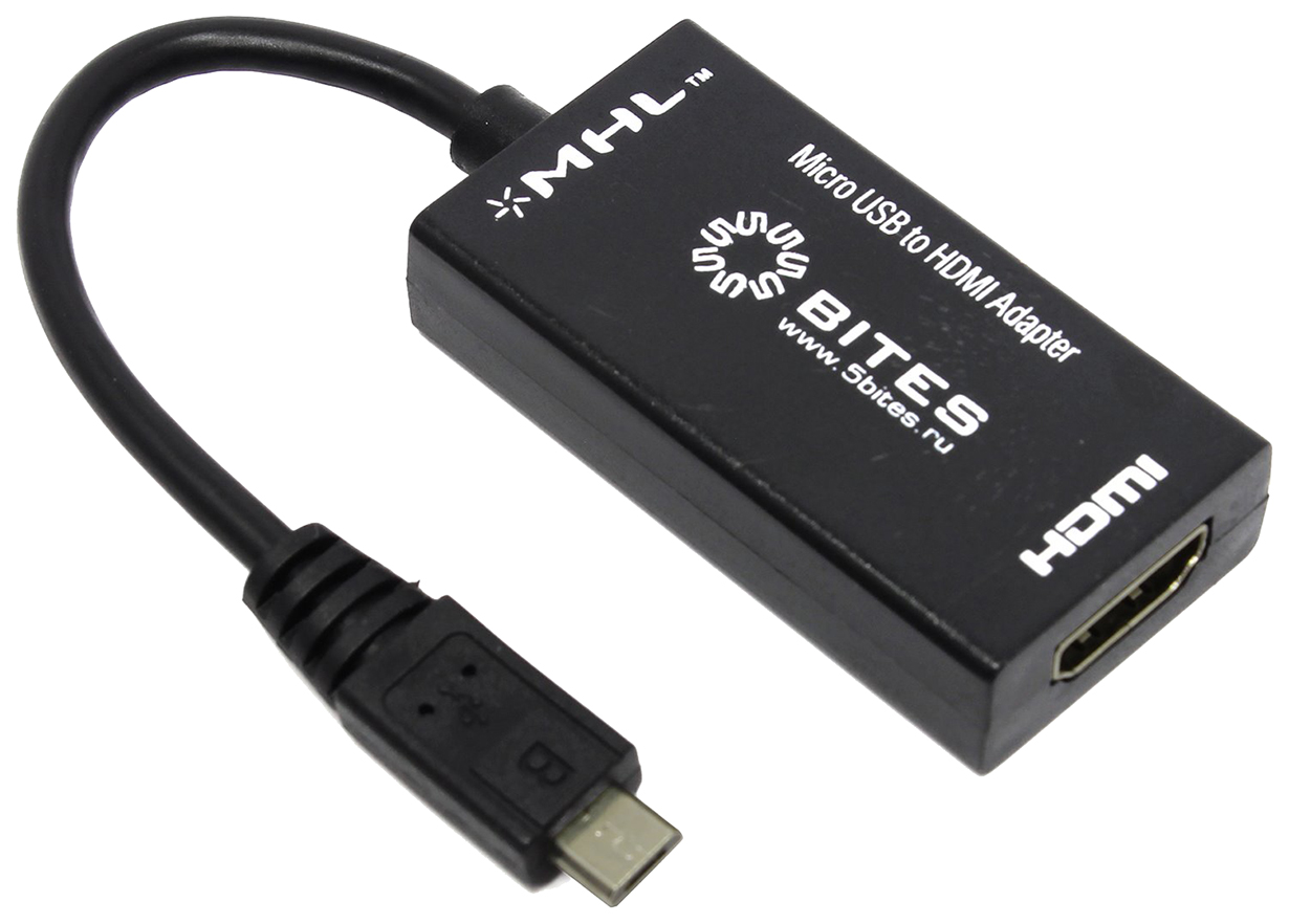 

Адаптер 5bites Micro USB-HDMI, M-F 0,1м Black (UA-HHFM-MHL), UA-HHFM-MHL