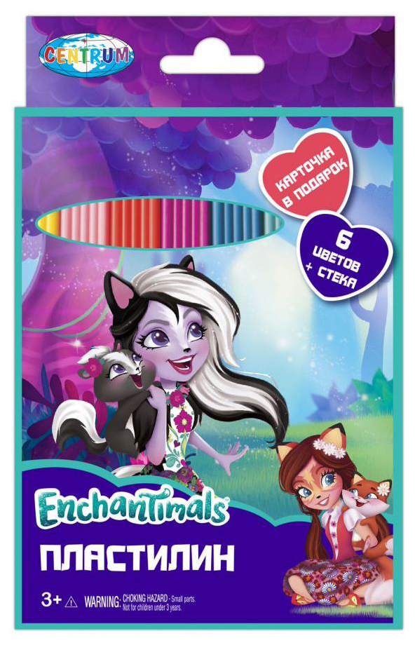 Пластилин Centrum Enchantimals со стекой  6 цветов пластилин centrum enchantimals со стекой 6 ов