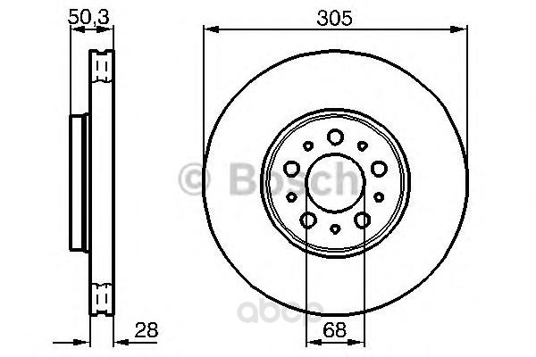 фото Тормозной диск bosch для volvo s60 00-, s80 98-06, v70 ii 00-, xc70 00- 0986478494