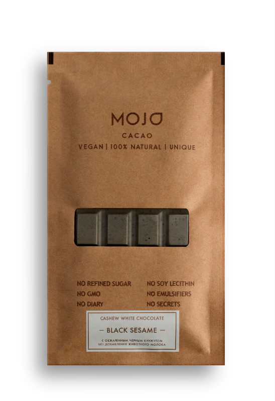 

Белый шоколад Mojo Cacao с черным кунжутом black sesame