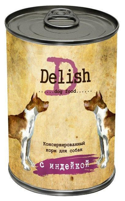 Консервы для собак Delish, индейка, 970г