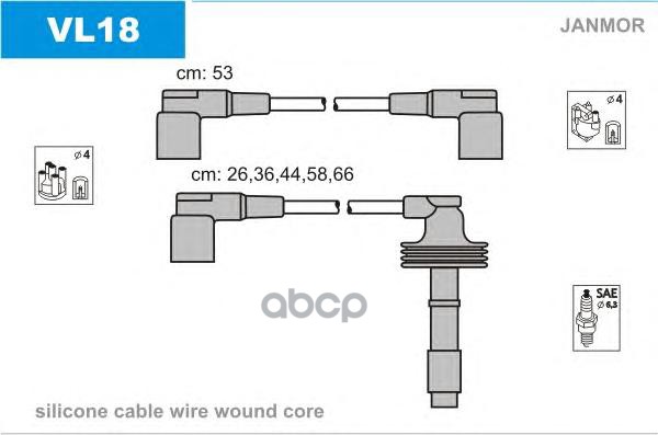 фото Комплект проводов зажигания janmor vl18