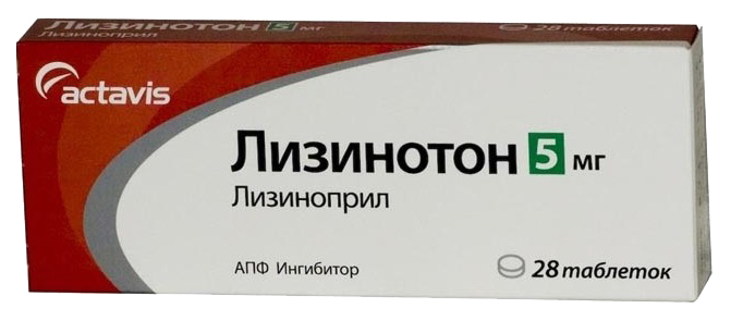 Лизинотон таблетки 5 мг 28 шт., Actavis  - купить со скидкой