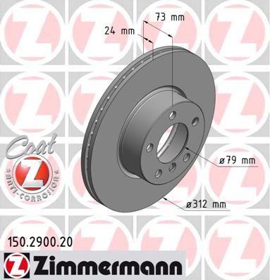 фото Тормозной диск zimmermann 150.2900.20