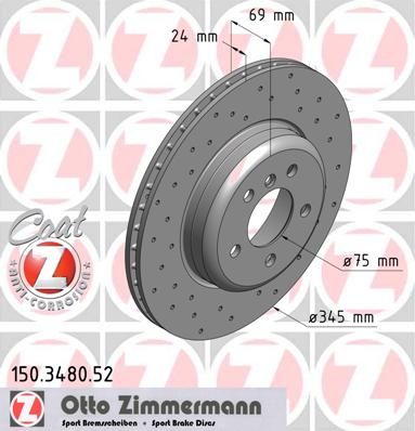 фото Тормозной диск zimmermann 150.3480.52