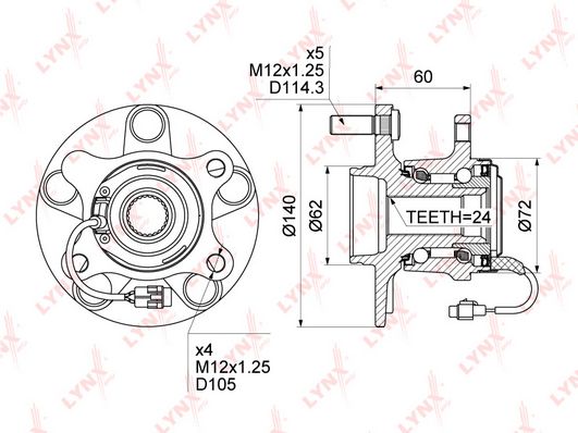 

Комплект подшипника ступицы колеса LYNXauto WH-1370