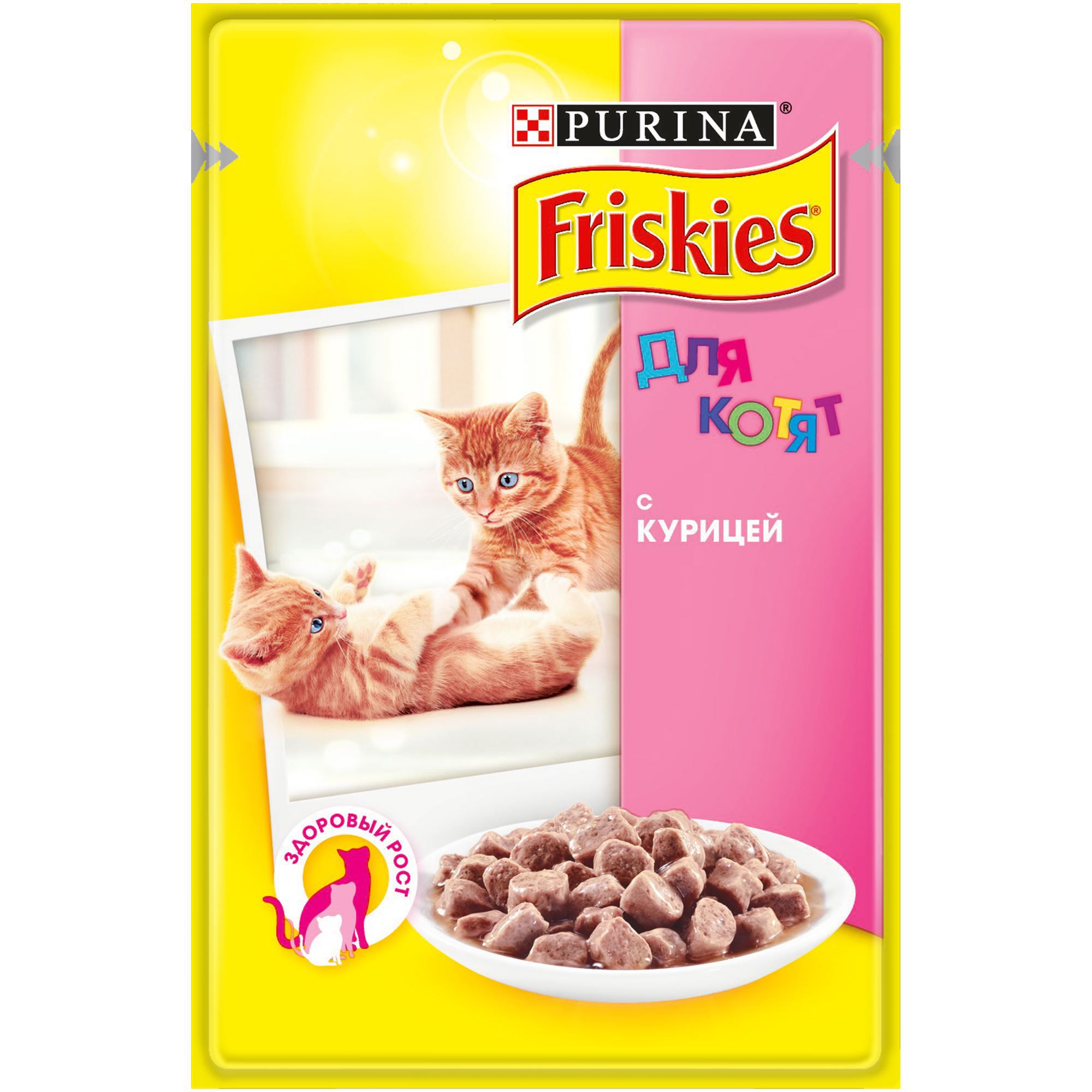 

Влажный корм для котят Friskies, кусочки в подливе с курицей, 100г, кусочки в подливе с курицей, 100 г