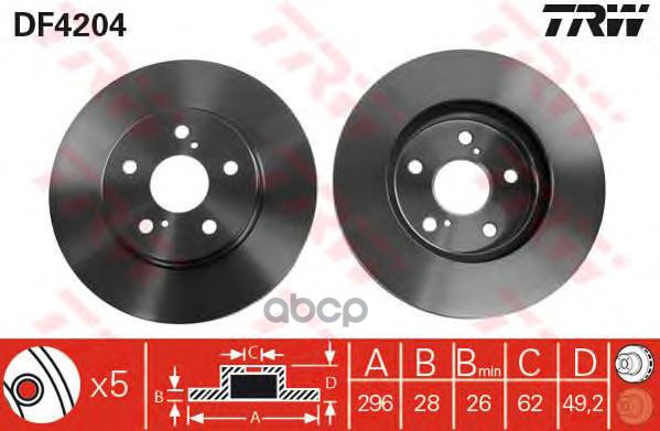 фото Тормозной диск trw/lucas df4204