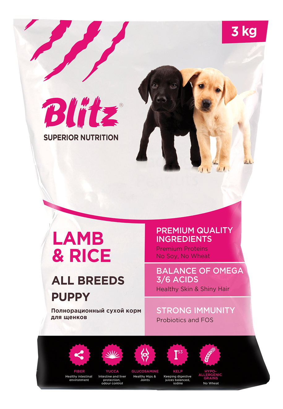 

Сухой корм для щенков BLITZ Puppy All Breeds, любых пород, ягненок и рис, 3кг, Puppy All Breeds
