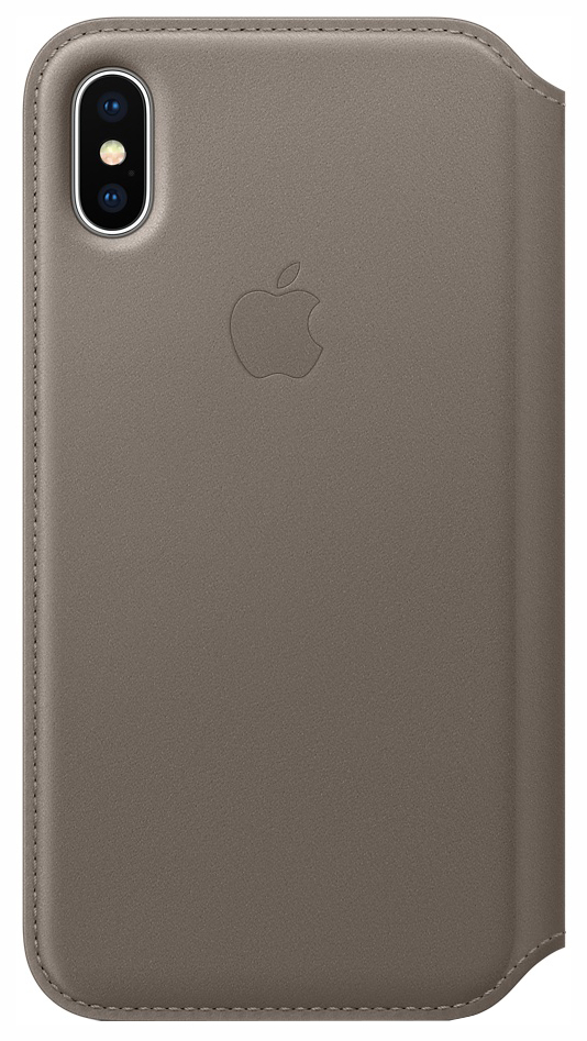 фото Чехол apple leather folio для iphone x platinum grey (mqry2zm/a)