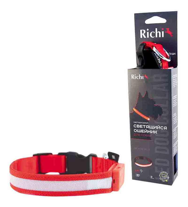 Ошейник для собак RICHI, красный, длина 37-40 см