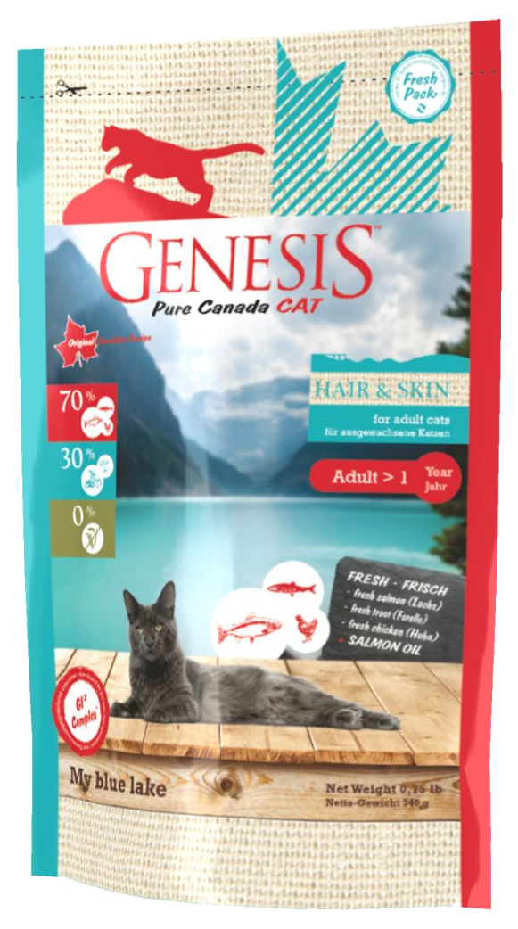 Сухой корм для кошек Genesis Pure Canada My Blue Lake Hair&Skin, рыба, 0,34кг