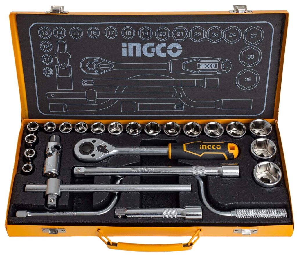 Набор инструмента INGCO HKTS0243, 24 предмета, в металлическом кейсе светодиодная снежинка ø0 8м синяя дюралайт на металлическом каркасе ip54