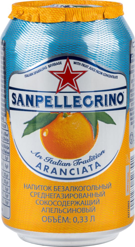 Напиток газированный S.Pellegrino Апельсин сокосодержащий 0,33 л ж/б