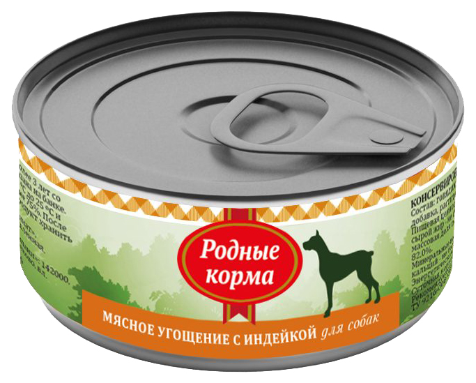 Консервы для собак Родные корма Мясное угощение, индейка, 100г