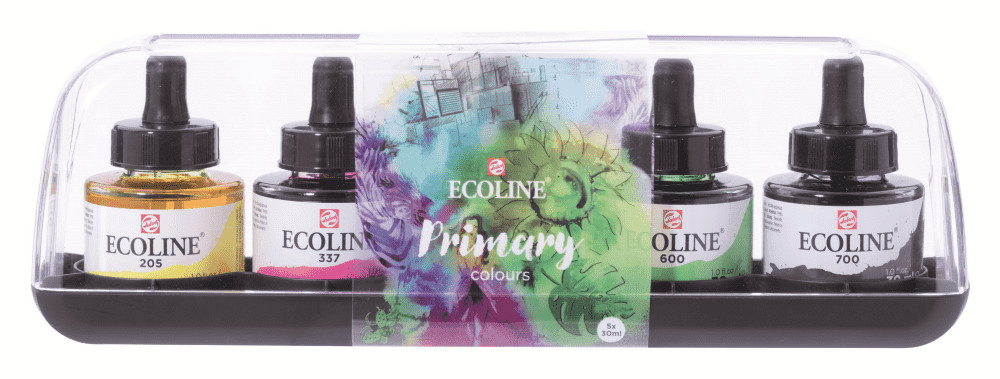 

Акварель жидкая Royal Talens Ecoline основные цв 5 цв, Голубой;желтый;зеленый;розовый;черный, Ecoline