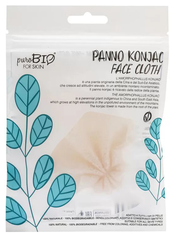 фото Спонж для умывания purobio panno konjac face cloth