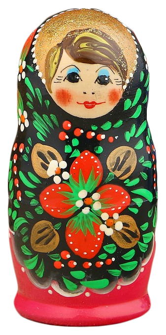 Матрёшка «Хохлома», чёрный платок, красное платье, 5 кукольная, 10 см Sima-Land