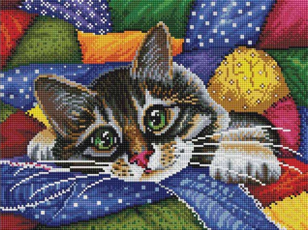 

Алмазная вышивка Белоснежка Котик в лоскутках, 30x40 см, Котик в лоскутках