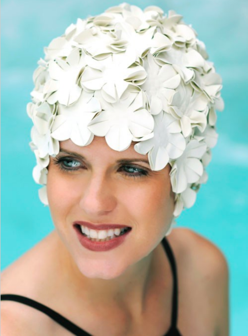 фото Шапочка для плавания fashy petal cap flowers 10 white