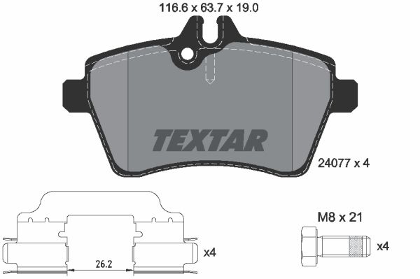 фото Комплект тормозных дисковых колодок textar 2407702